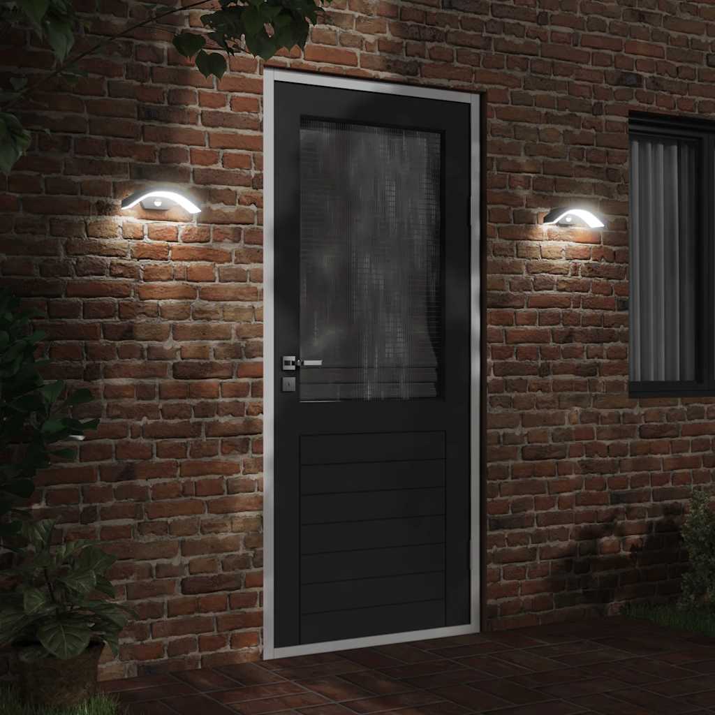 Lampe murale extérieure vidaxl LED avec des capteurs coulé en aluminium noir