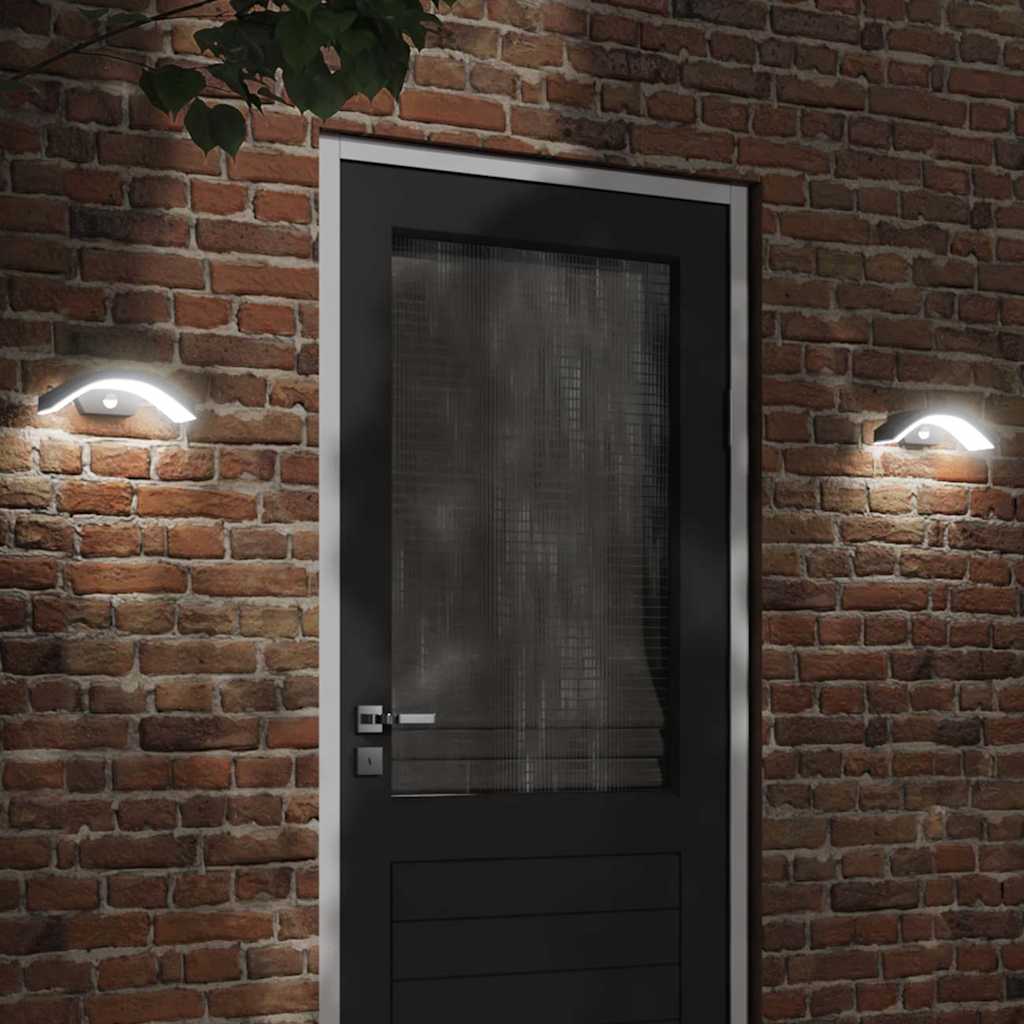 Lampe murale extérieure vidaxl LED avec des capteurs coulé en aluminium noir
