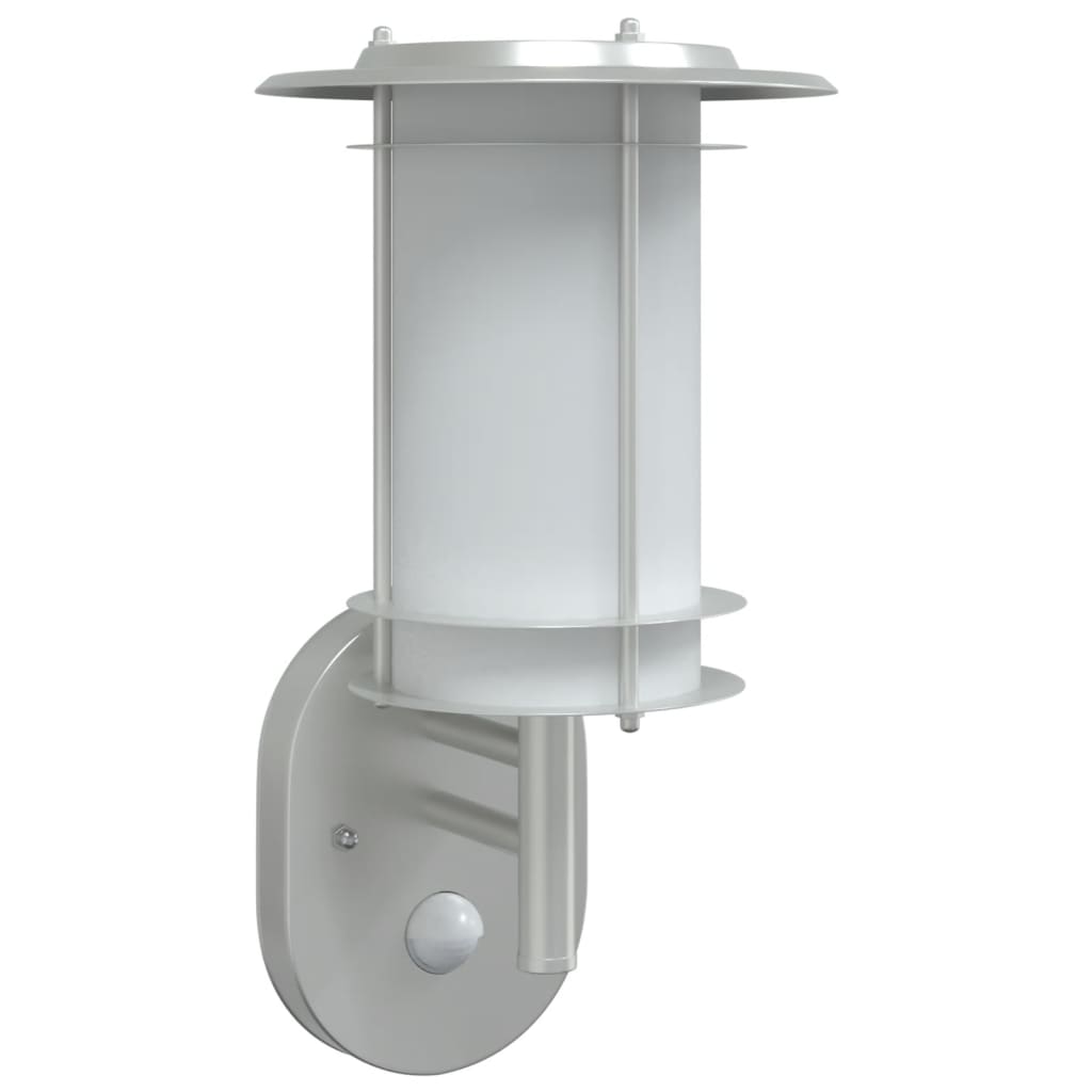 Vidaxl Lampe murale extérieure avec capteur en acier inoxydable en argent coloré