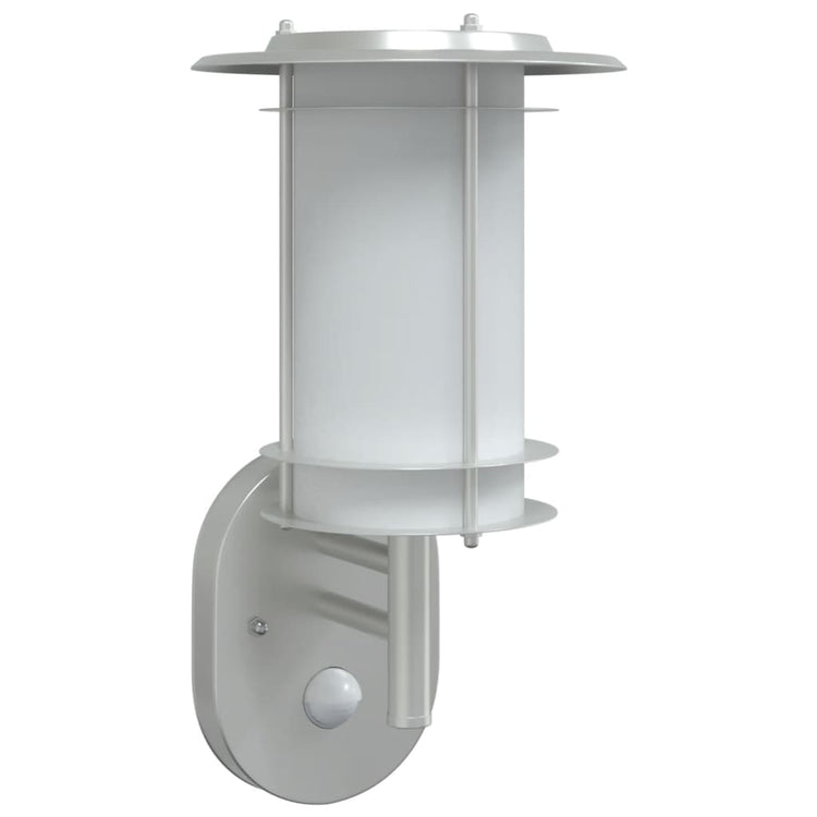 Vidaxl Lampe murale extérieure avec capteur en acier inoxydable en argent coloré
