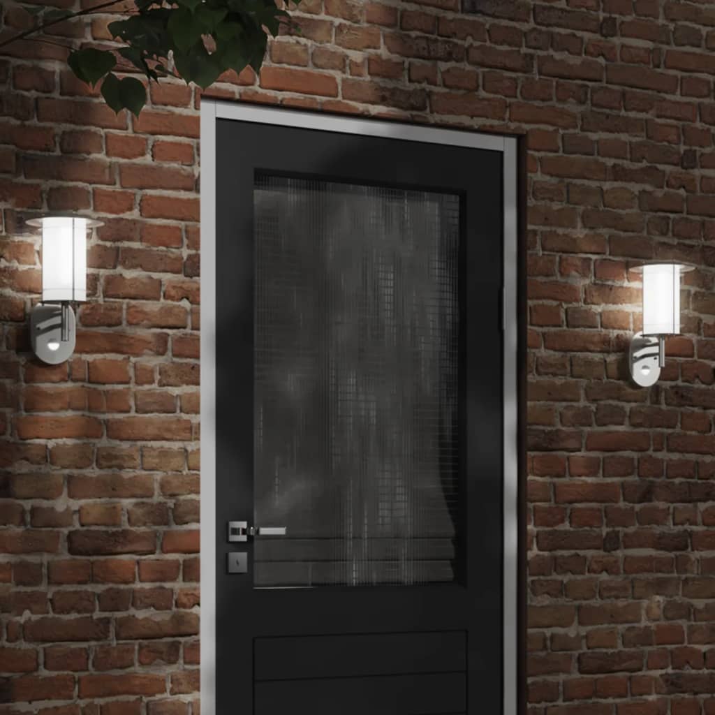 Vidaxl Lampe murale extérieure avec capteur en acier inoxydable en argent coloré