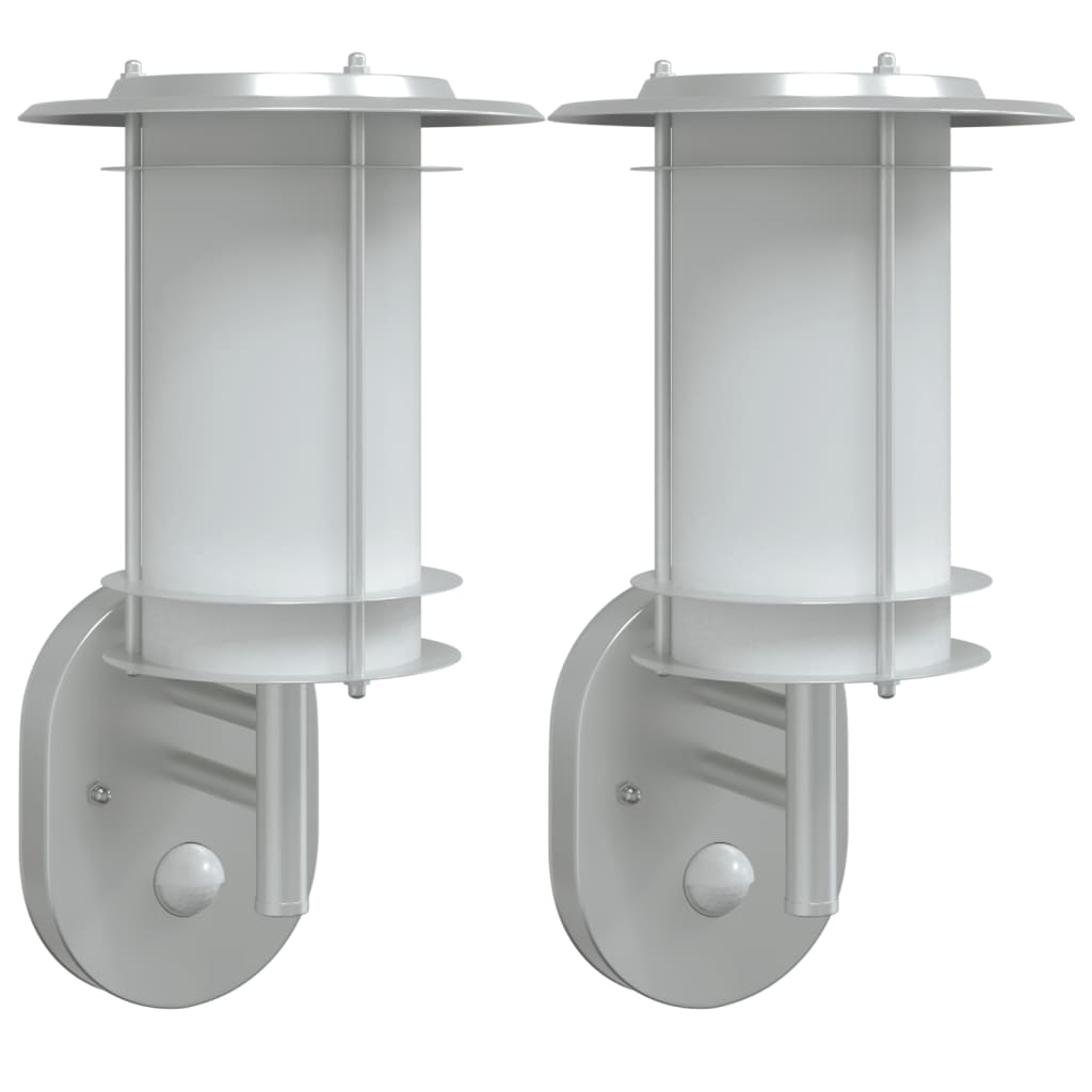 Vidaxl Lampes murales extérieures 2 ST avec capteurs en acier inoxydable couleur