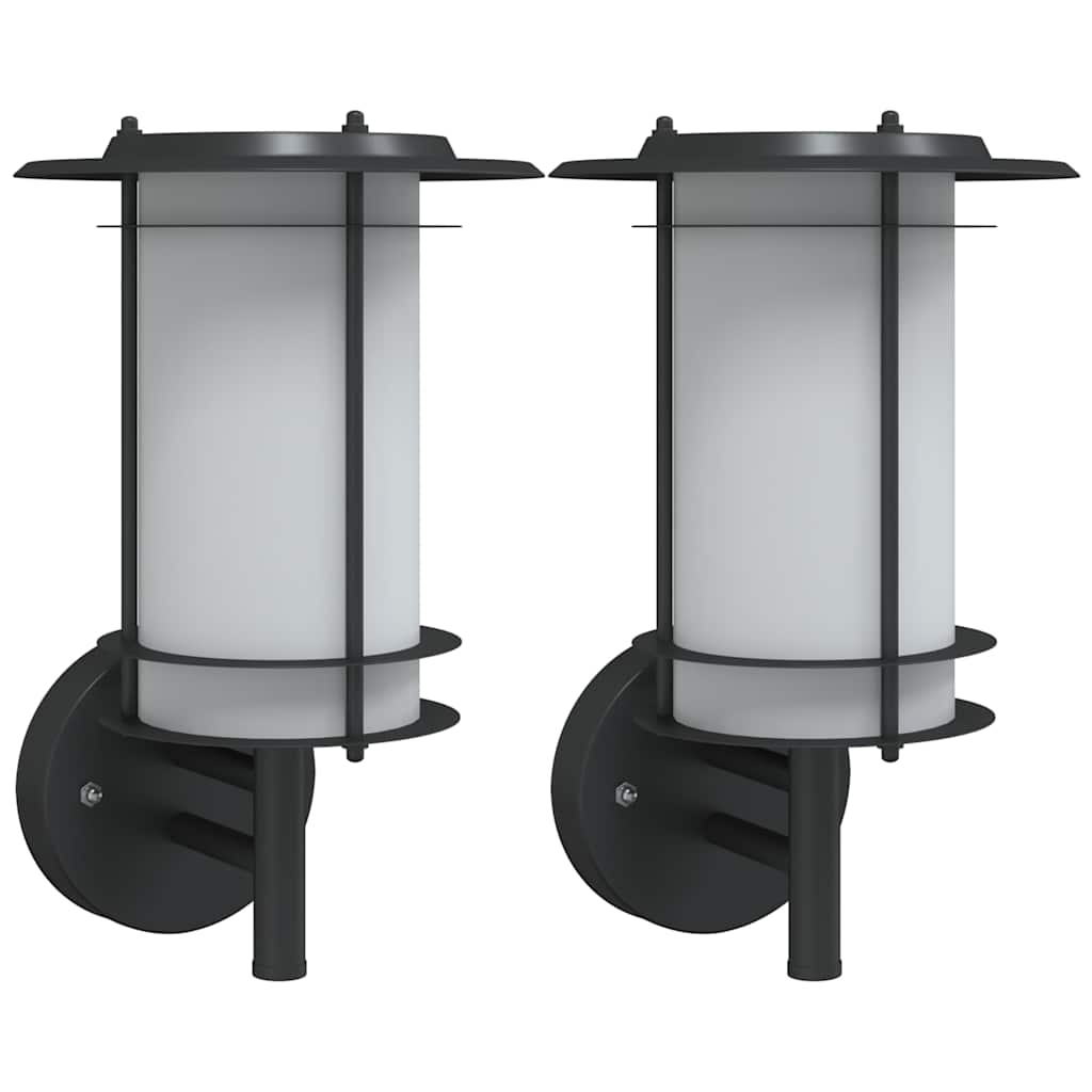 Vidaxl Lampes murales extérieures 2 st en acier inoxydable noir