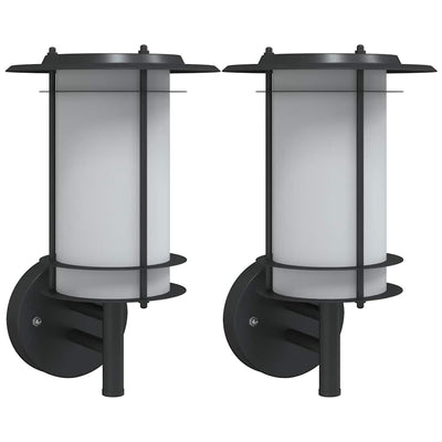 Vidaxl Lampes murales extérieures 2 st en acier inoxydable noir