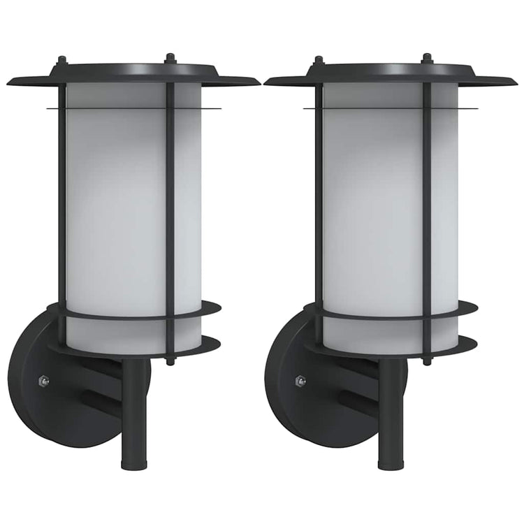 Vidaxl Lampes murales extérieures 2 st en acier inoxydable noir