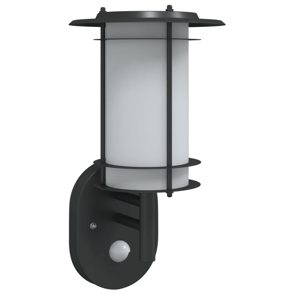 Vidaxl Lampe murale extérieure avec capteur en acier inoxydable noir