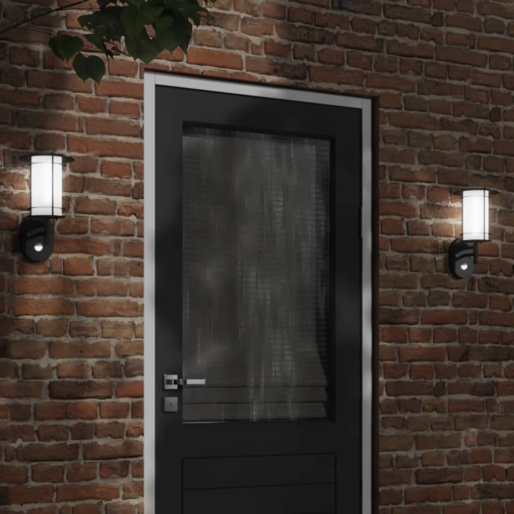 Vidaxl Lampe murale extérieure avec capteur en acier inoxydable noir