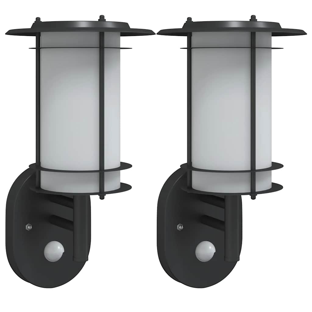 Vidaxl Lampes murales extérieures 2 ST avec capteurs en acier inoxydable noir