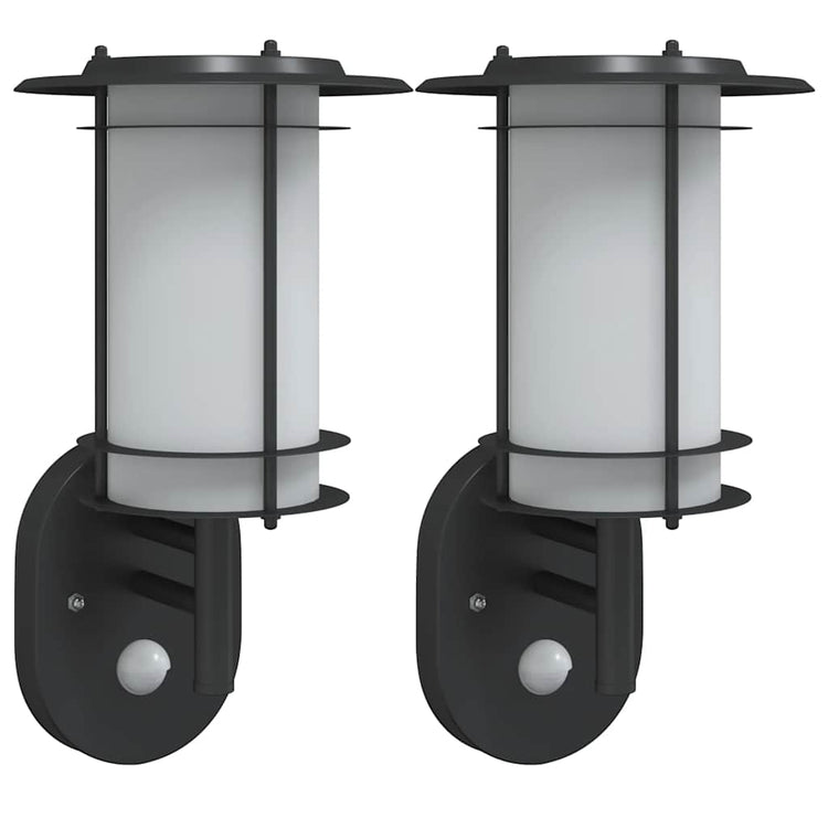 Vidaxl Lampes murales extérieures 2 ST avec capteurs en acier inoxydable noir