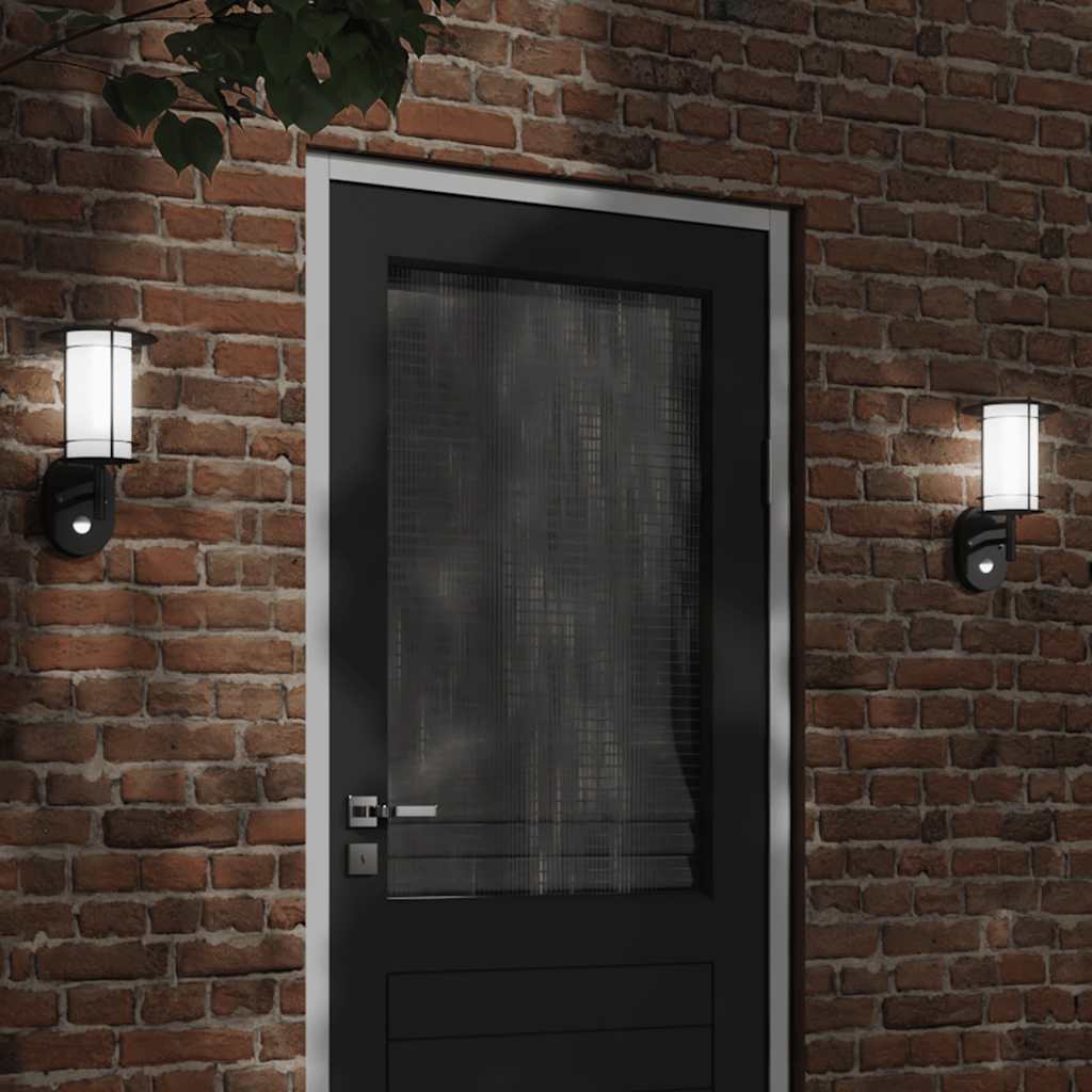 Vidaxl Lampes murales extérieures 2 ST avec capteurs en acier inoxydable noir