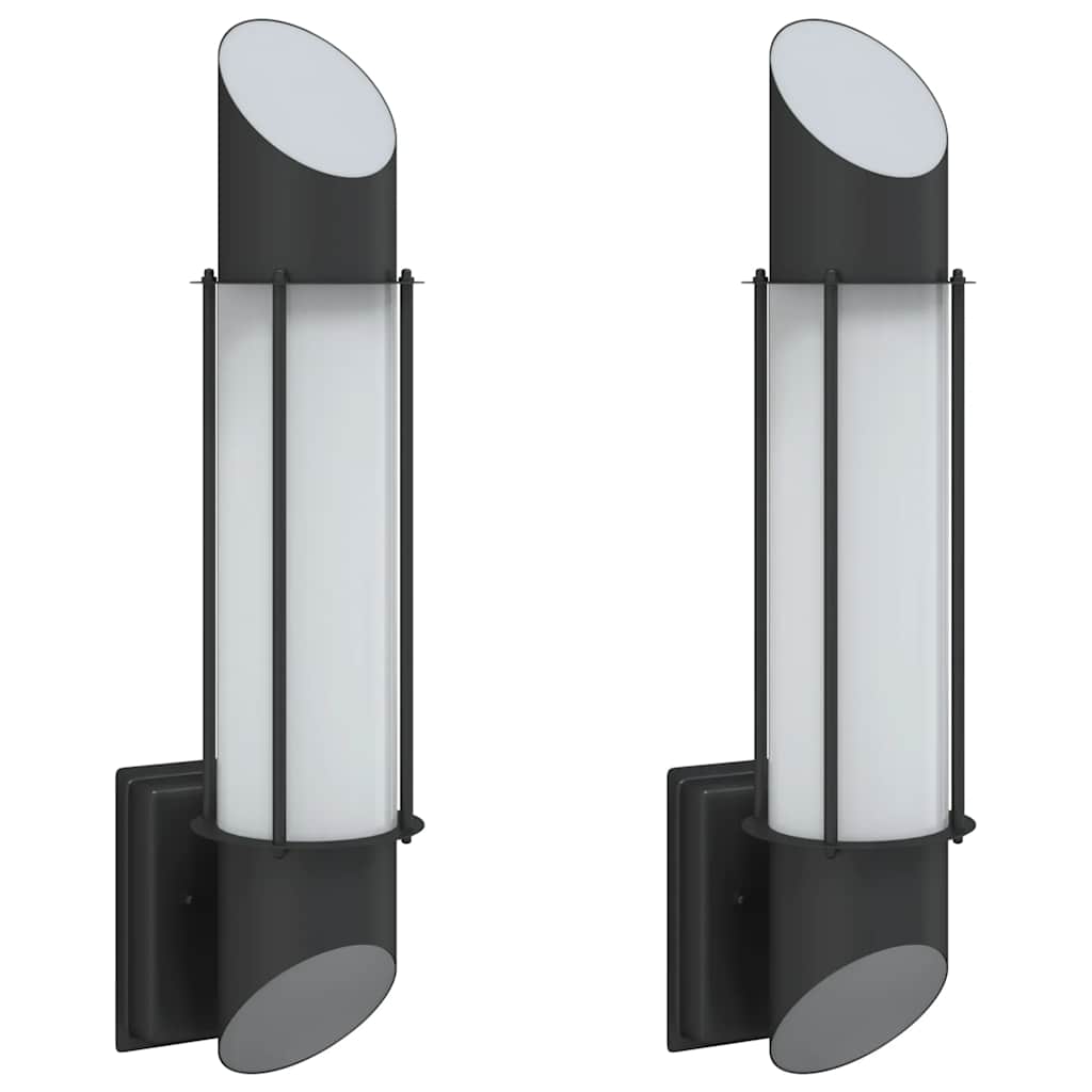 Vidaxl Lampes murales extérieures 2 st en acier inoxydable noir