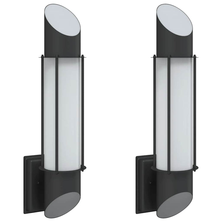 Vidaxl Lampes murales extérieures 2 st en acier inoxydable noir