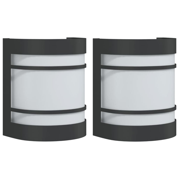 Vidaxl Lampes murales extérieures 2 st en acier inoxydable noir