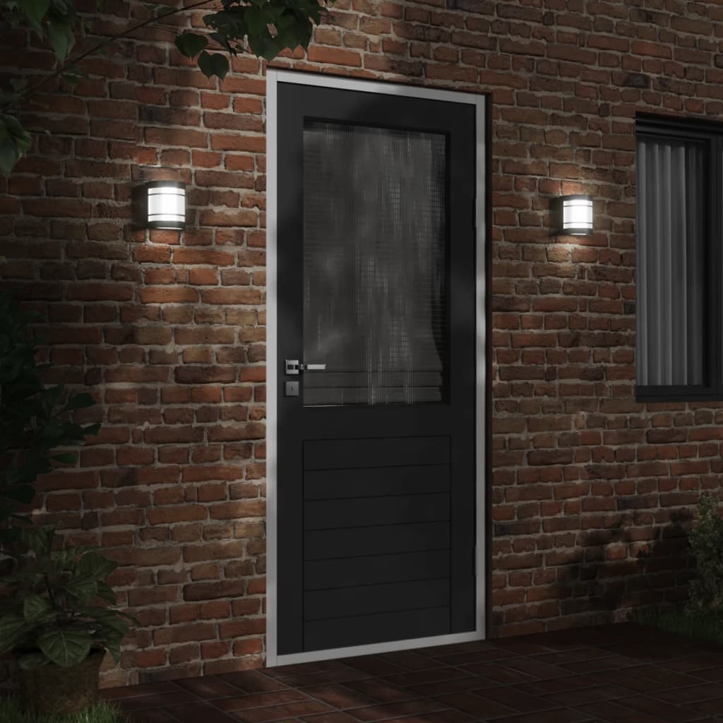 Vidaxl Lampes murales extérieures 2 st en acier inoxydable noir