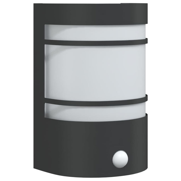 Vidaxl Lampe murale extérieure avec capteur en acier inoxydable noir