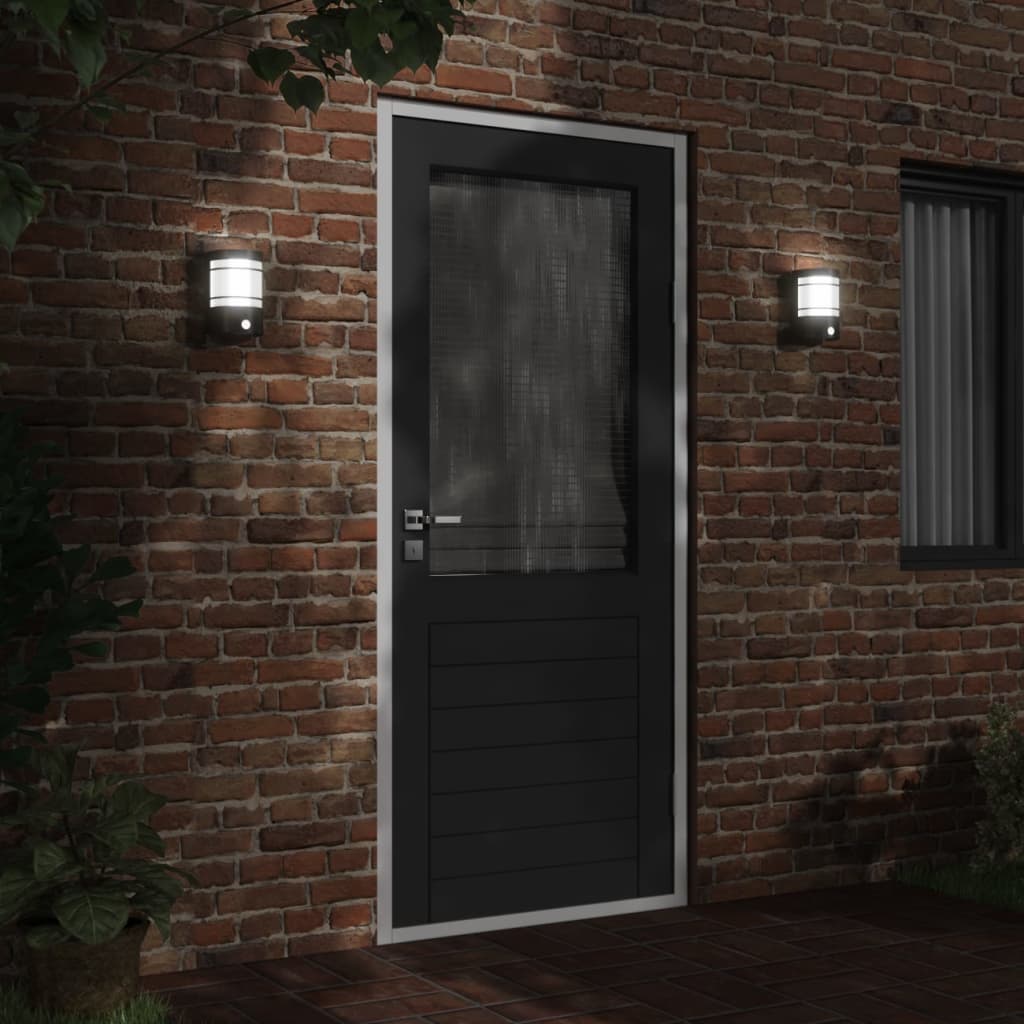 Vidaxl Lampe murale extérieure avec capteur en acier inoxydable noir