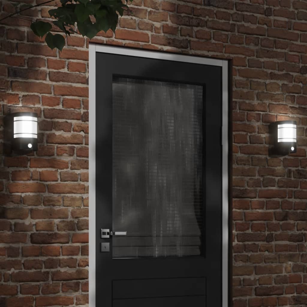 Vidaxl Lampe murale extérieure avec capteur en acier inoxydable noir