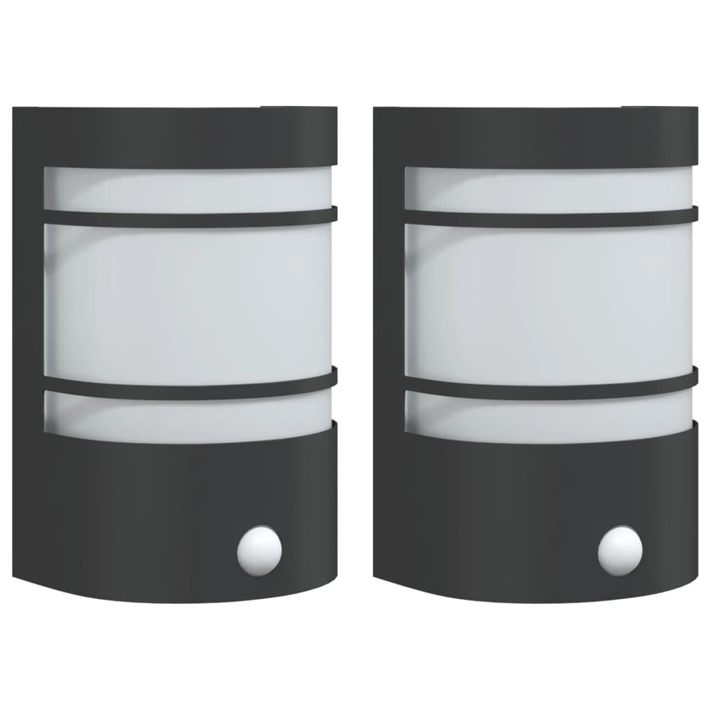 Vidaxl Lampes murales extérieures 2 ST avec capteurs en acier inoxydable noir