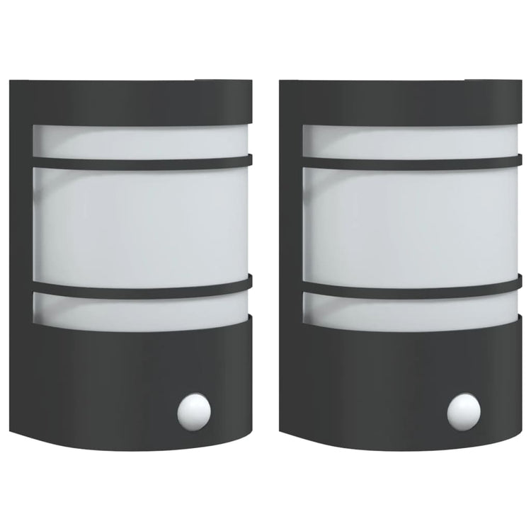 Vidaxl Lampes murales extérieures 2 ST avec capteurs en acier inoxydable noir