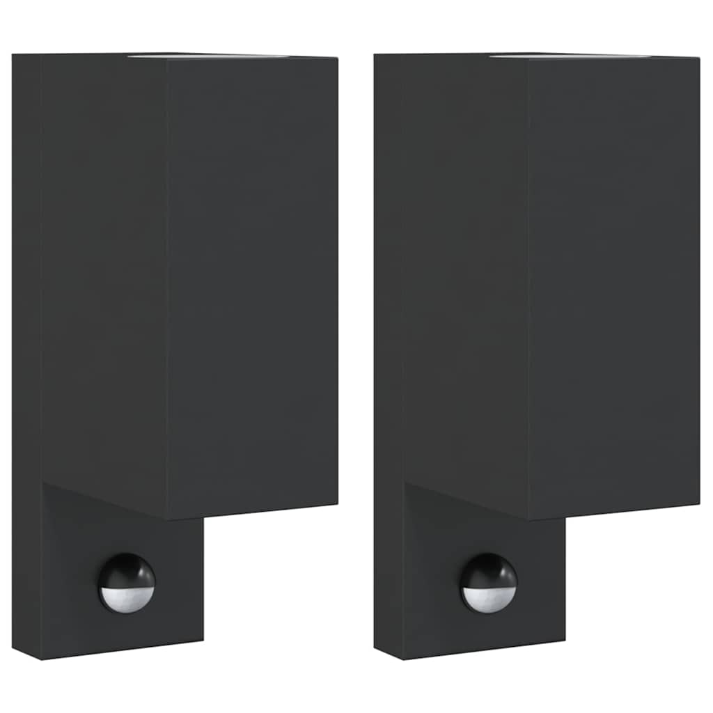 Vidaxl Lampes murales extérieures 2 m avec des capteurs coulé en aluminium noir