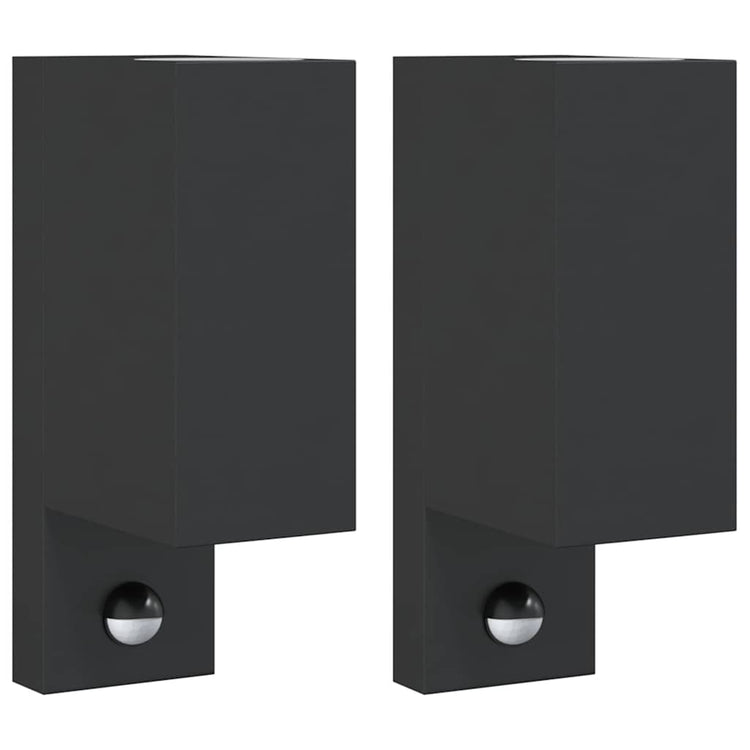 Vidaxl Lampes murales extérieures 2 m avec des capteurs coulé en aluminium noir