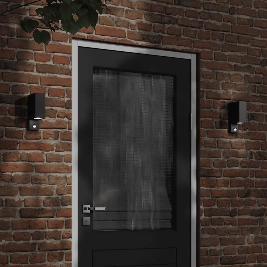 Vidaxl Lampes murales extérieures 2 m avec des capteurs coulé en aluminium noir