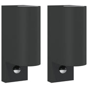 Vidaxl Lampes murales extérieures 2 m avec des capteurs coulé en aluminium noir - afbeelding 2