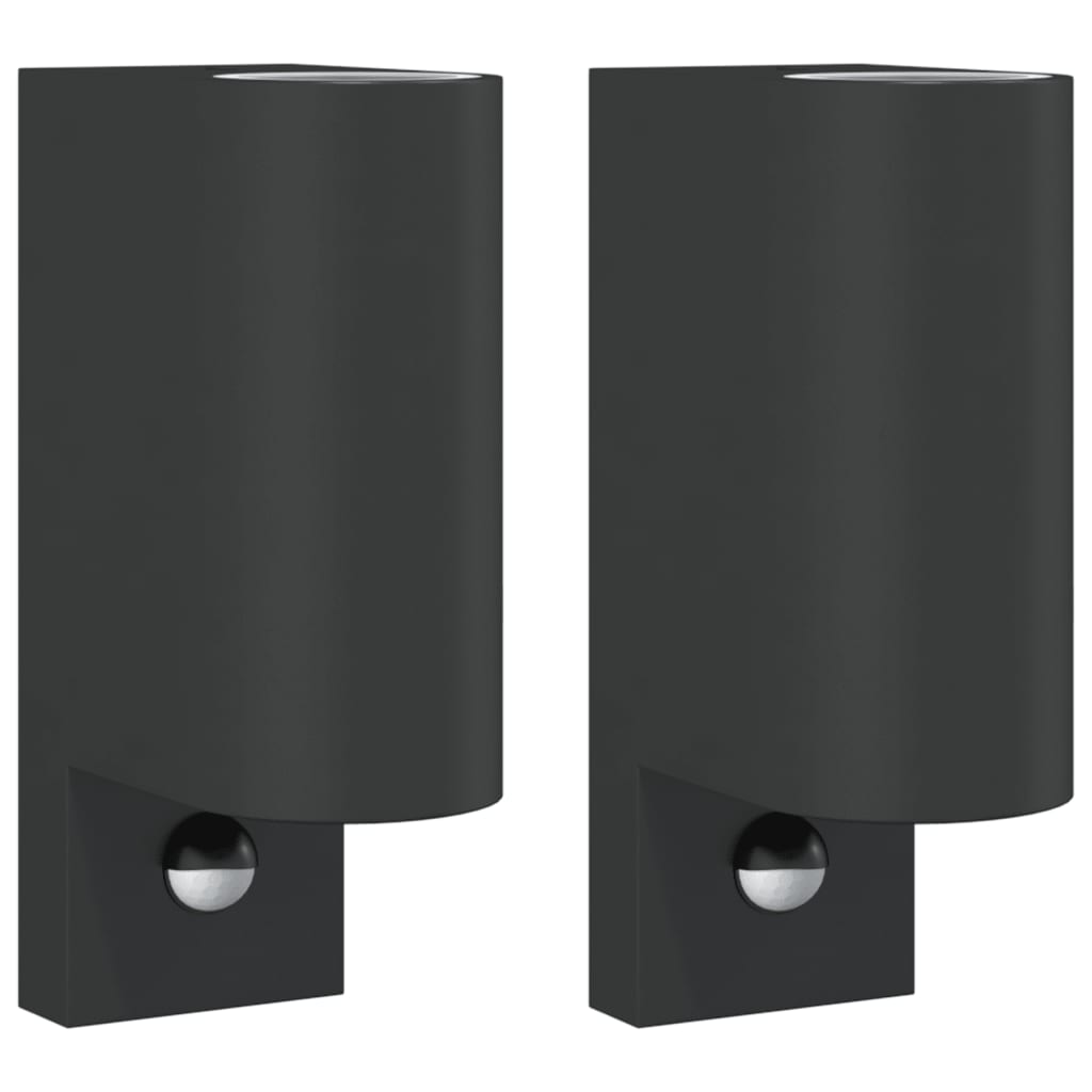 Vidaxl Lampes murales extérieures 2 m avec des capteurs coulé en aluminium noir