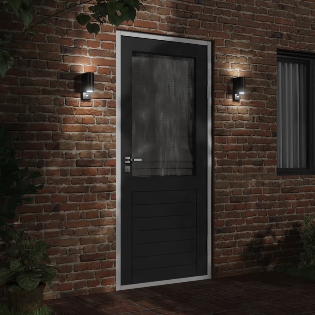 Vidaxl Lampes murales extérieures 2 m avec des capteurs coulé en aluminium noir