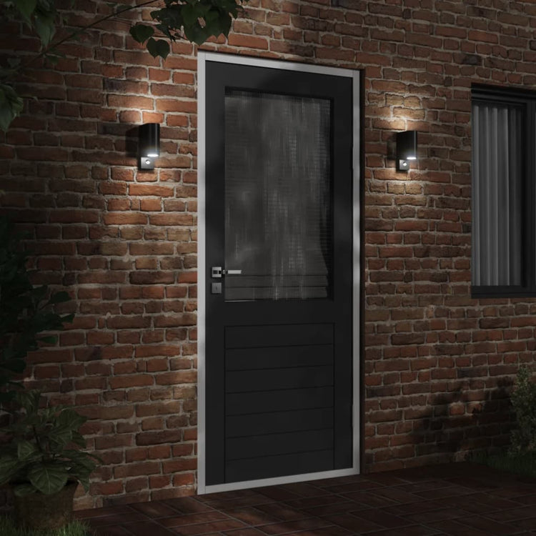 Vidaxl Lampes murales extérieures 2 m avec des capteurs coulé en aluminium noir