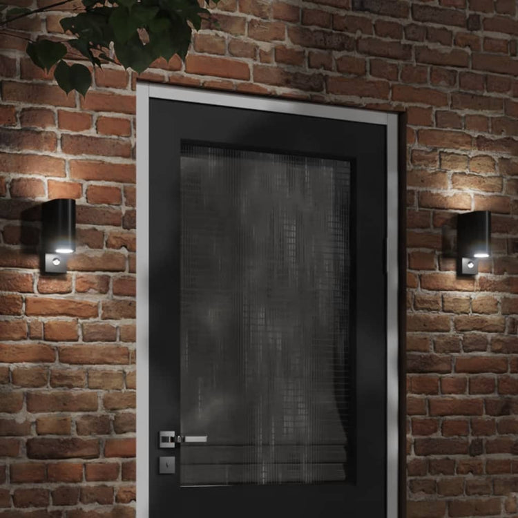 Vidaxl Lampes murales extérieures 2 m avec des capteurs coulé en aluminium noir