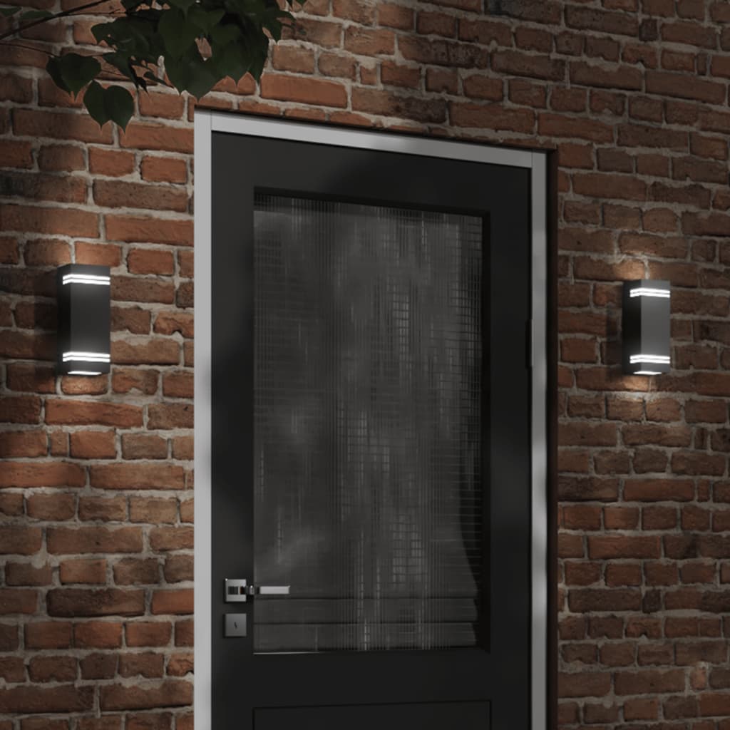 Vidaxl lampe murale extérieure en acier inoxydable noir