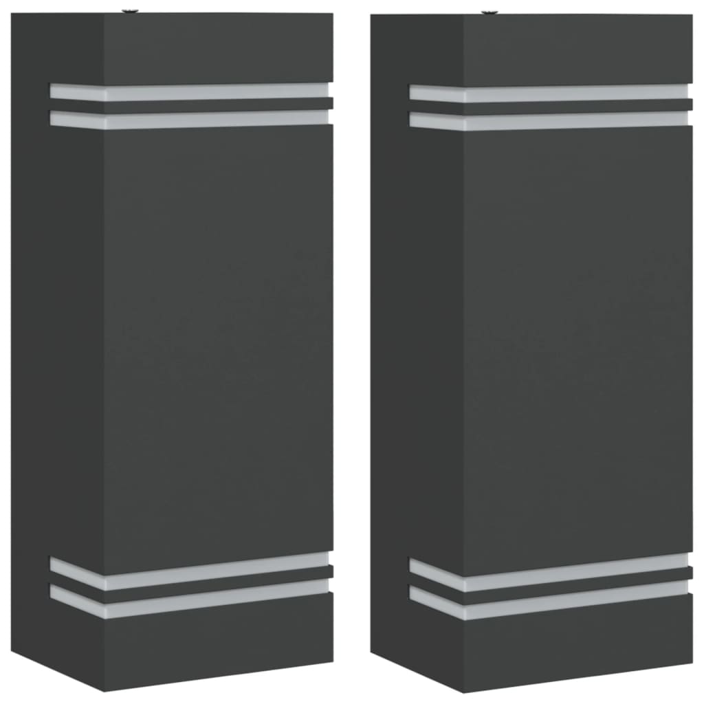 Vidaxl Lampes murales extérieures 2 st en acier inoxydable noir