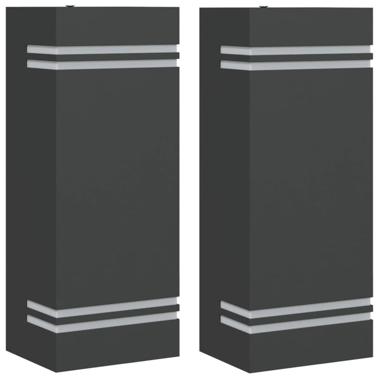 Vidaxl Lampes murales extérieures 2 st en acier inoxydable noir
