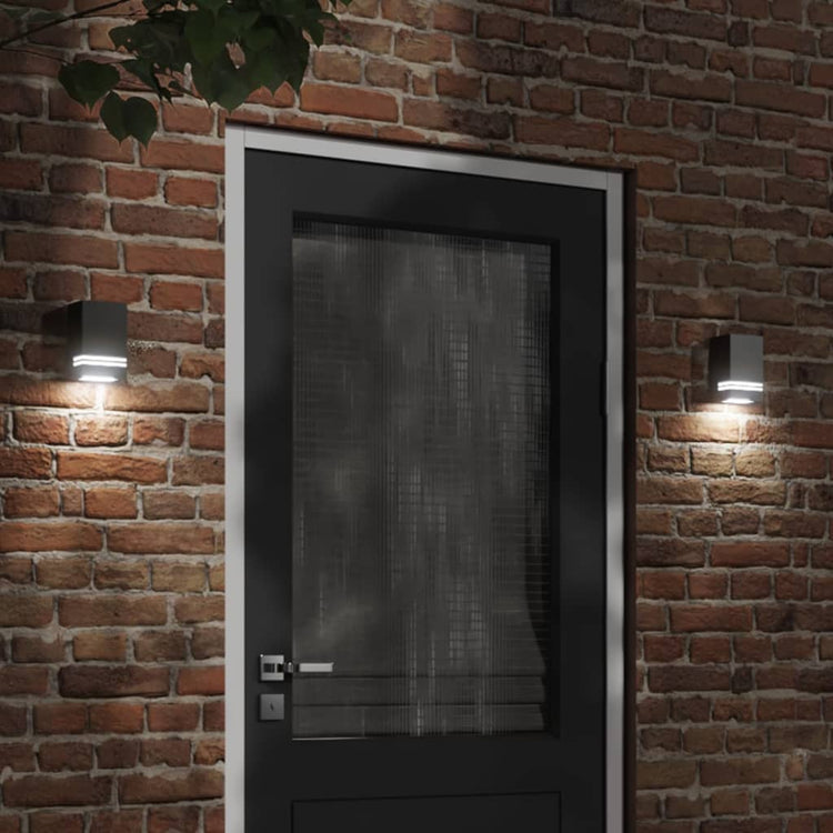 Vidaxl Lampes murales extérieures 2 st en acier inoxydable noir