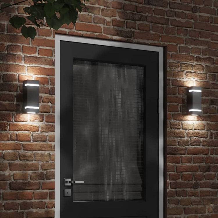 Vidaxl Lampes murales extérieures 2 st en acier inoxydable noir