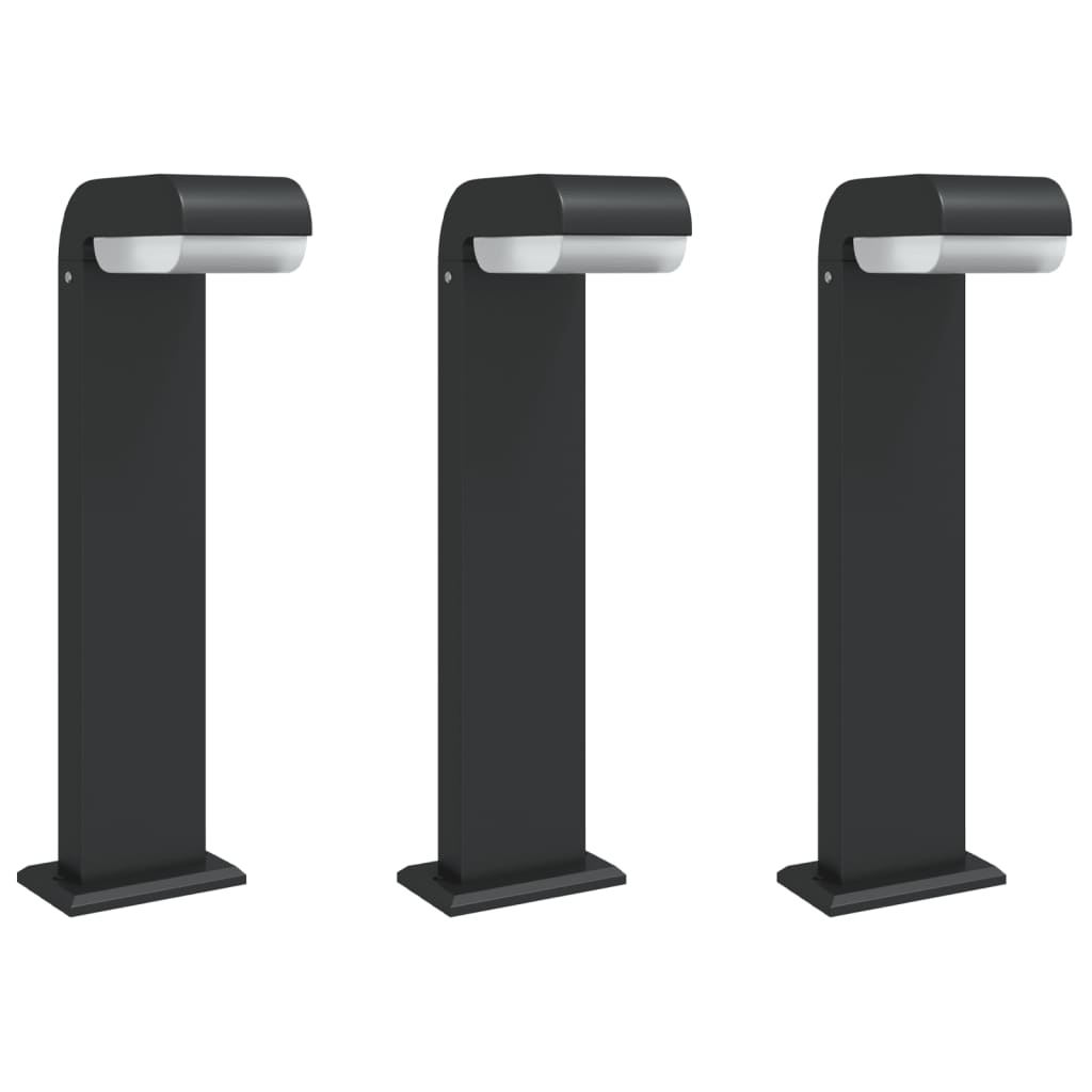 Vidaxl Lampes extérieures debout 3 st 50 cm coulé en aluminium noir