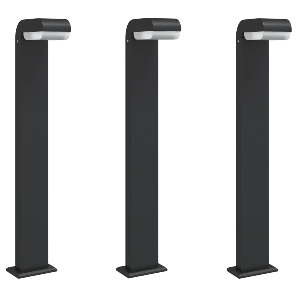 Lampadaires Vidaxl pour l'extérieur 3 st 80 cm coulé en aluminium noir