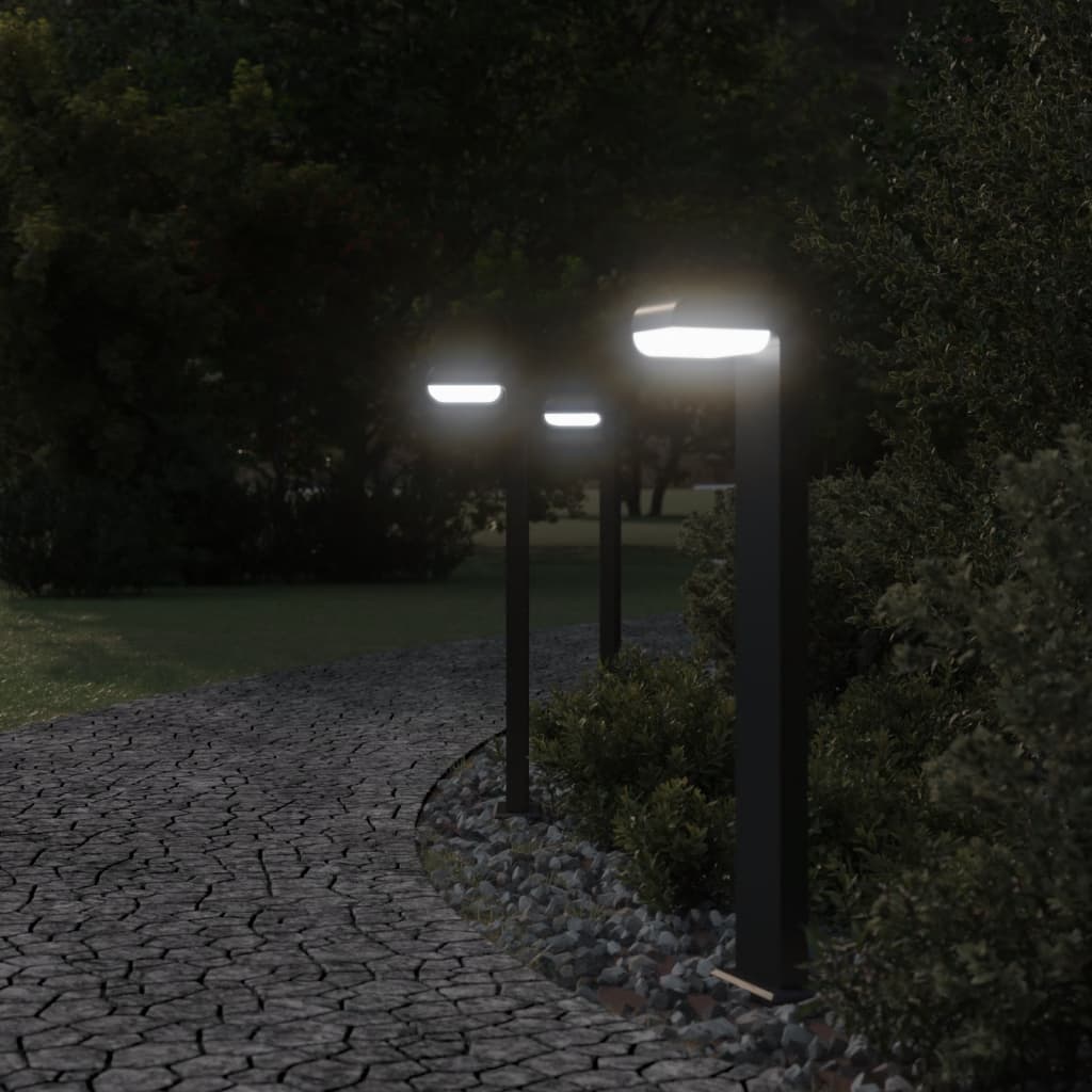 Lampadaires Vidaxl pour l'extérieur 3 st 80 cm coulé en aluminium noir