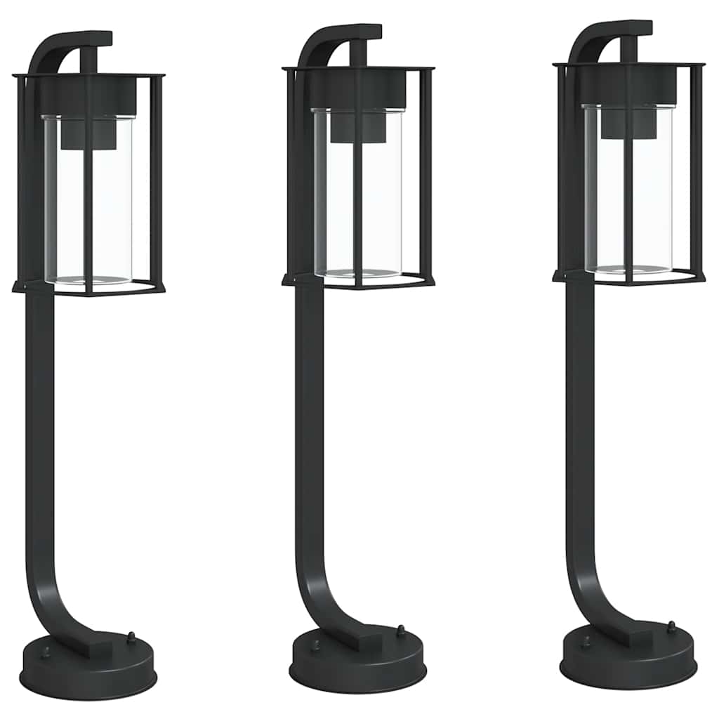 Lampadaire Vidaxl pour l'extérieur de 3 pcs 60 cm en acier inoxydable noir