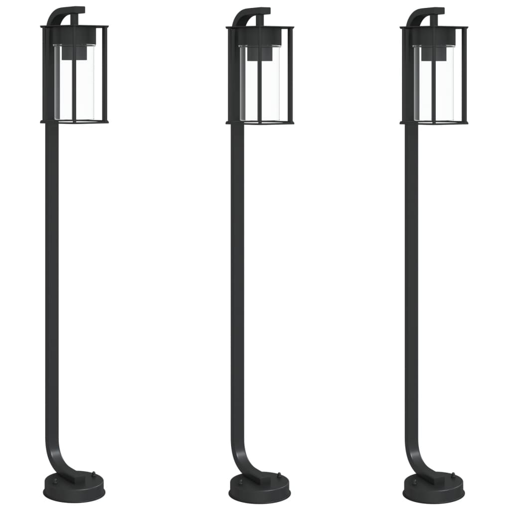 Lampadaire Vidaxl pour l'extérieur 3 pc 100 cm en acier inoxydable noir
