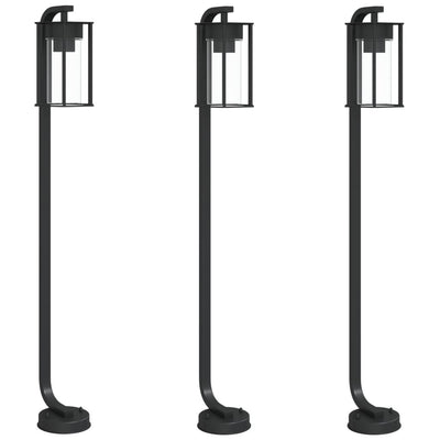 Lampadaire Vidaxl pour l'extérieur 3 pc 100 cm en acier inoxydable noir