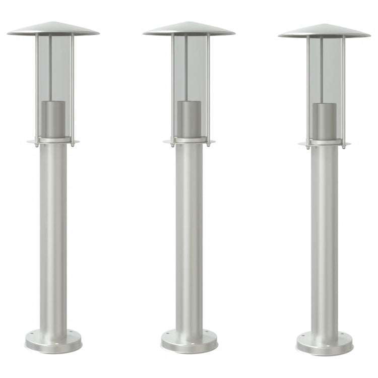 Vidaxx lampadaire d'extérieur 3 pcs 60 cm acier inoxydable couleur argent