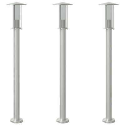 Lampadaire Vidaxl pour l'extérieur 3 st 100 cm en acier inoxydable en argent coloré
