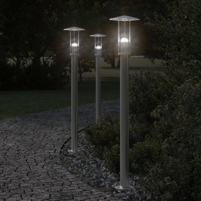 Lampadaire Vidaxl pour l'extérieur 3 st 100 cm en acier inoxydable en argent coloré