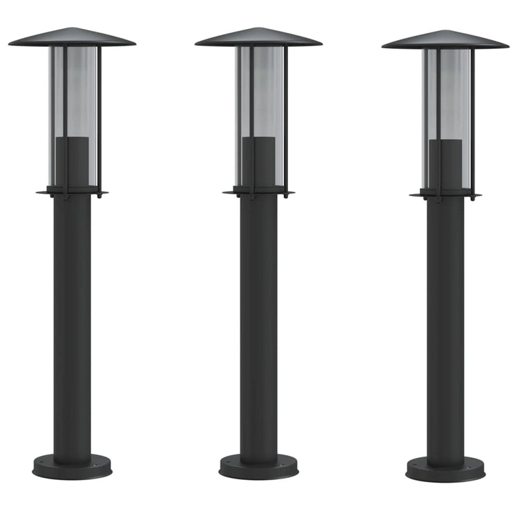 Lampadaire Vidaxl pour l'extérieur de 3 pcs 60 cm en acier inoxydable noir