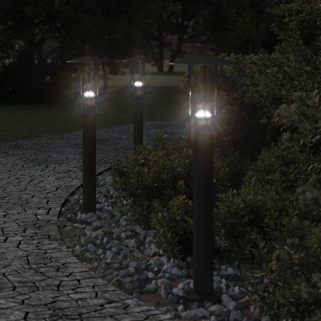Lampadaire Vidaxl pour l'extérieur de 3 pcs 60 cm en acier inoxydable noir