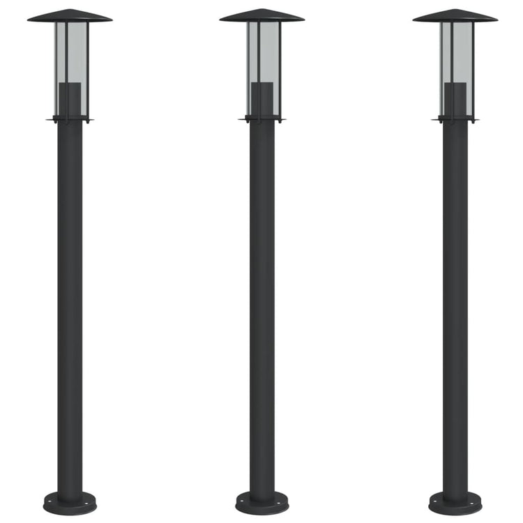 Lampadaire Vidaxl pour l'extérieur 3 pc 100 cm en acier inoxydable noir