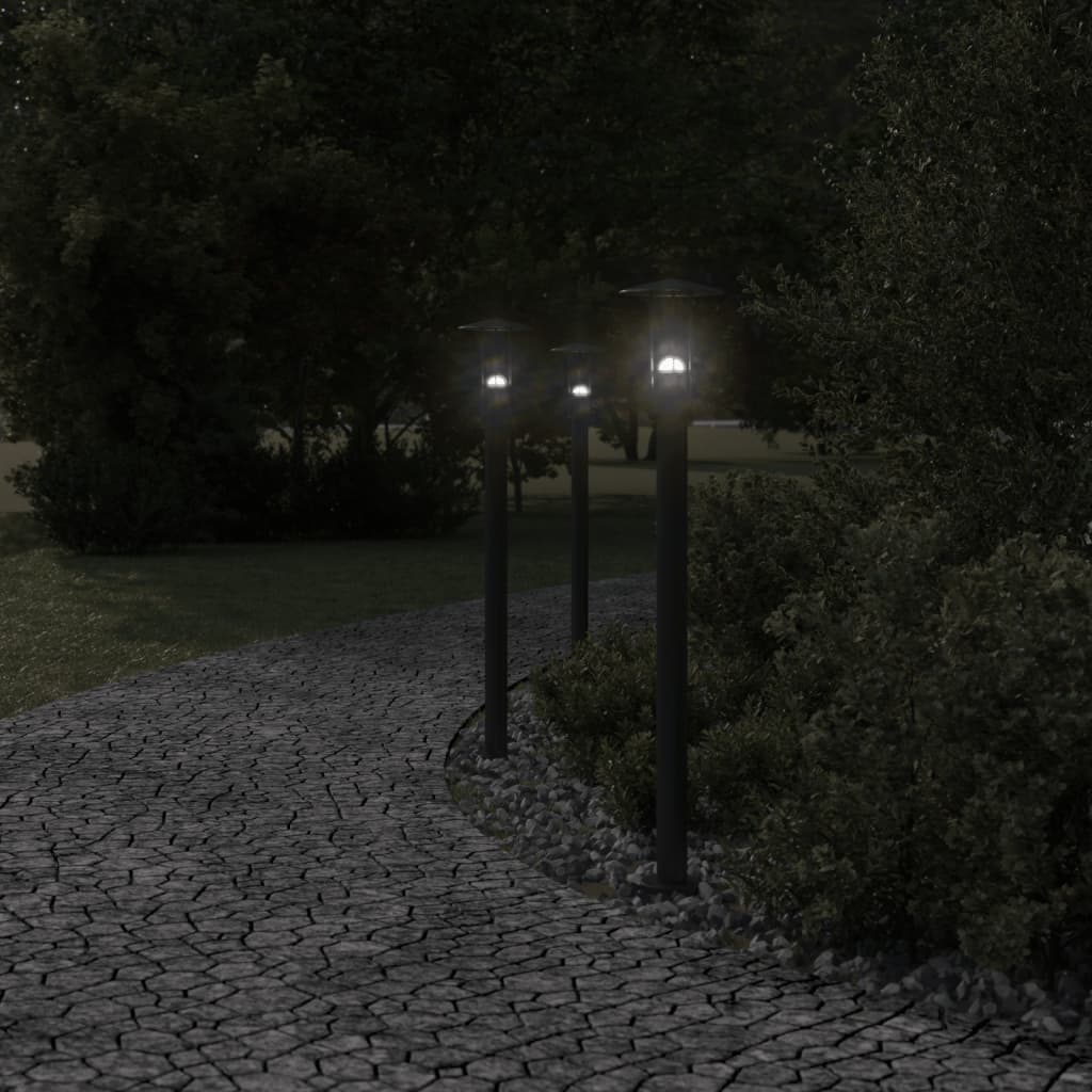 Lampadaire Vidaxl pour l'extérieur 3 pc 100 cm en acier inoxydable noir