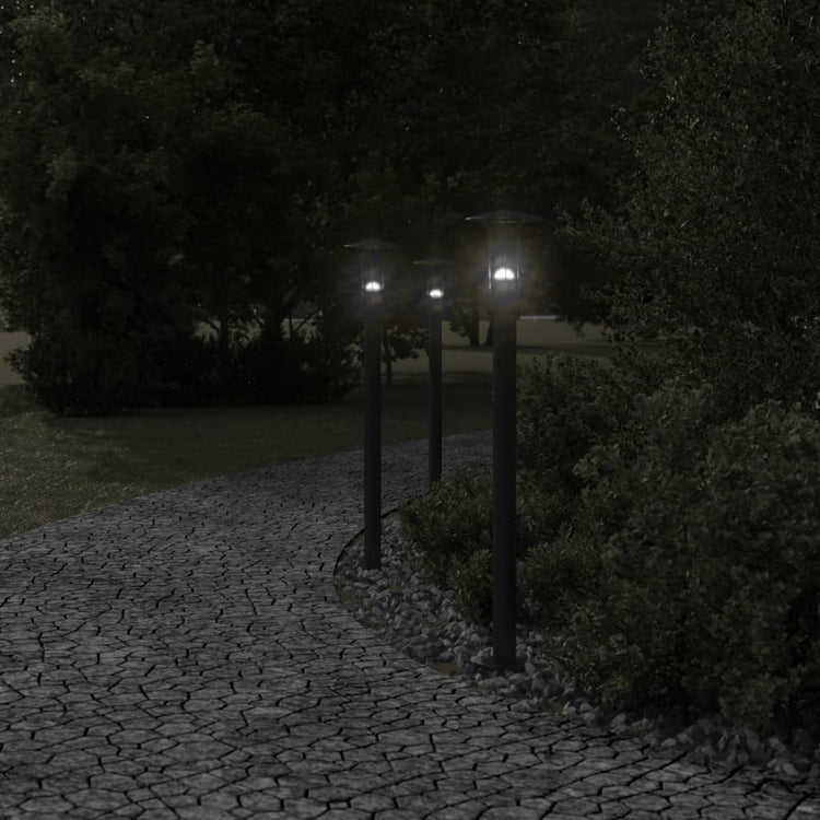 Lampadaire Vidaxl pour l'extérieur 3 pc 100 cm en acier inoxydable noir